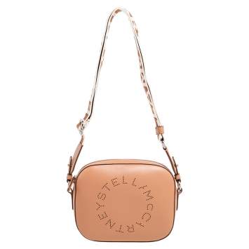 Pre Owned Stella McCartney Brown Faux Leather Perforated Logo Mini Camera Bag