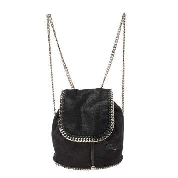 Pre Owned Stella McCartney Black Faux Leather Falabella Mini Backpack