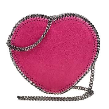 Pre Owned Stella McCartney Pink Faux Suede Falabella Heart Crossbody Bag