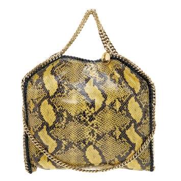 Pre Owned Stella McCartney Yellow/Black Python Effect Faux Leather Falabella Tote
