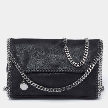 Pre Owned Stella McCartney Black Faux Leather Mini Falabella Crossbody Bag