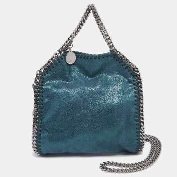 Pre Owned Stella McCartney Metallic Teal Faux Leather Tiny Falabella Shoulder Bag