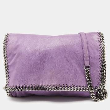 Pre Owned Stella McCartney Purple Faux Suede Falabella Flap Shoulder Bag
