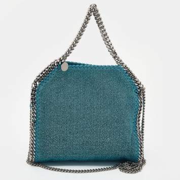 Pre Owned Stella McCartney Metallic Blue Shimmer Fabric Falabella Tote