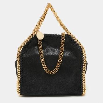 Pre Owned Stella McCartney Black Faux Suede Tiny Falabella Tote  