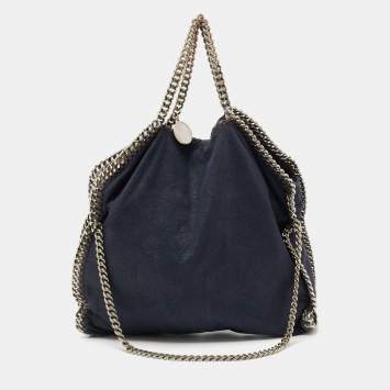 Pre Owned Stella McCartney Navy Blue Faux Leather Small Falabella Tote
