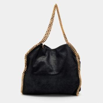 Pre Owned Stella McCartney Black Faux Leather Small Falabella Tote