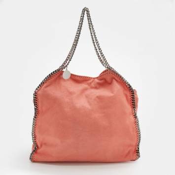 Pre Owned Stella McCartney Coral Orange Faux Suede Large Falabella Tote