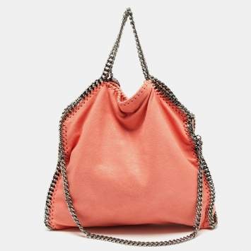 Pre Owned Stella McCartney Carrot Orange Faux Suede Small Falabella Tote