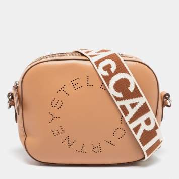 Pre Owned Stella McCartney Brown Faux Leather Perforated Logo Mini Camera Bag