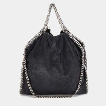 Pre Owned Stella McCartney Black Faux Suede Small Falabella Tote