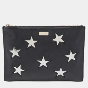 Pre Owned Stella McCartney Black/Silver Faux Leather Cavendish Stars Clutch