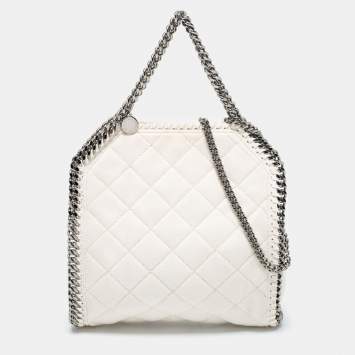 Pre Owned Stella McCartney White Faux Suede Mini Falabella Tote