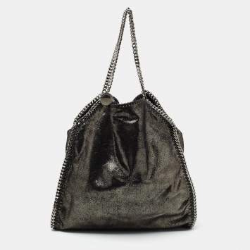 Pre Owned Stella McCartney Black/Silver Faux Suede Large Falabella Tote
