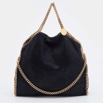 Pre Owned Stella McCartney Black Faux Leather Small Falabella Tote