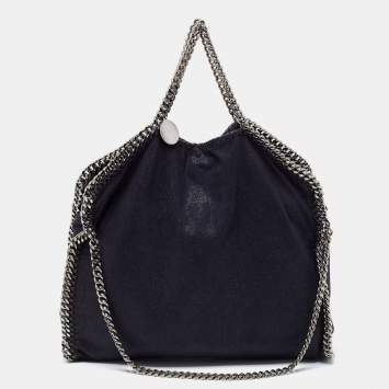 Pre Owned Stella McCartney Navy Blue Faux Leather Small Falabella Tote