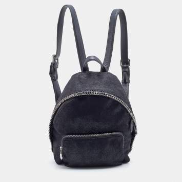 Pre Owned Stella McCartney Black Quilted Faux Leather Mini Falabella Backpack