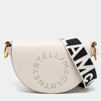 Pre Owned Stella McCartney Cream Leather Half-Moon Flap Shoulder Bag