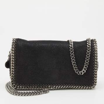 Pre Owned Stella McCartney Black Faux Suede Falabella Crossbody Bag