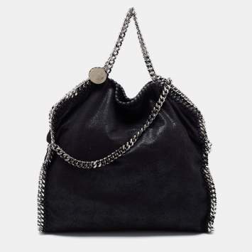 Pre Owned Stella McCartney Black Faux Suede Small Falabella Tote