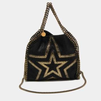 Pre Owned Stella McCartney Black Faux Leather Mini Falabella Tote