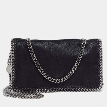 Pre Owned Stella McCartney Black Faux Suede Small Falabella Crossbody Bag