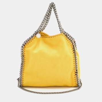 Pre Owned Stella McCartney Yellow Faux Suede Mini Falabella Tote