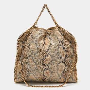 Pre Owned Stella McCartney Beige Canvas Python Effect Falabella Tote