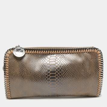 Pre Owned Stella McCartney Silver/Beige Faux Suede Falabella Clutch