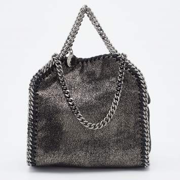 Pre Owned Stella McCartney Metallic Faux Leather Tiny Falabella Crossbody Bag