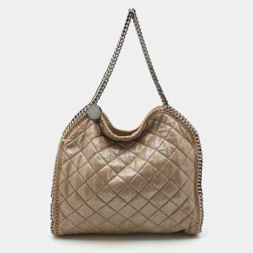 Pre Owned Stella McCartney Beige Faux Suede Glossy Small Falabella Tote