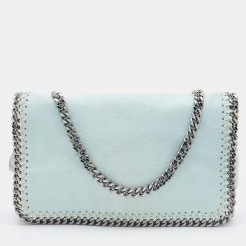 Pre Owned Stella McCartney Light Green Faux Suede Falabella Flap Bag