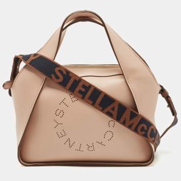 Pre Owned Stella McCartney Beige Faux Leather Stella Logo Crossbody Bag