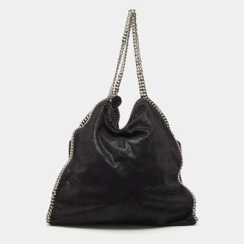 Pre Owned Stella McCartney Black Faux Leather Large Falabella Tote