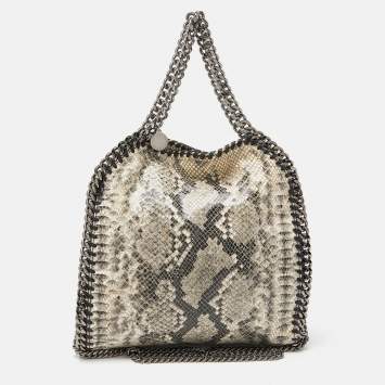Pre Owned Stella McCartney Grey/Black Python Embossed Faux Leather Falabella Tote