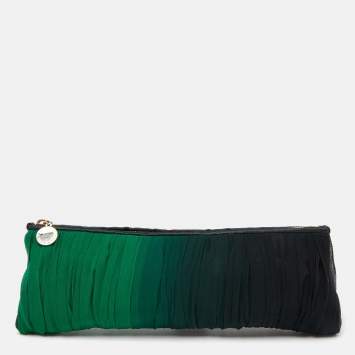 Pre Owned Stella McCartney Green Ombre Silk Zipped Clutch