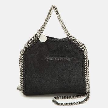 Pre Owned Stella McCartney Black Faux Suede Tiny Falabella Crossbody Bag