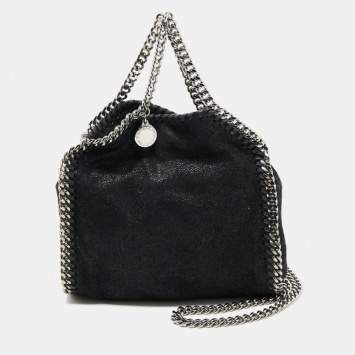 Pre Owned Stella McCartney Black Faux Suede Tiny Falabella Tote