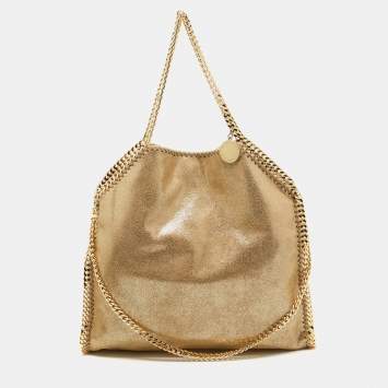 Pre Owned Stella McCartney Gold Faux Suede Falabella Tote