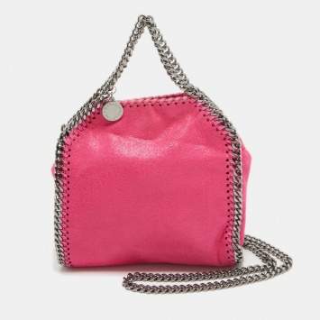 Pre Owned Stella McCartney Pink Faux Suede Tiny Falabella Tote