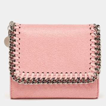 Pre Owned Stella McCartney Pink Faux Leather Falabella Compact Wallet