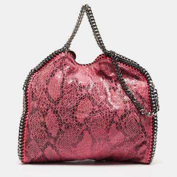 Pre Owned Stella McCartney Pink Faux Python Leather Small Falabella Tote