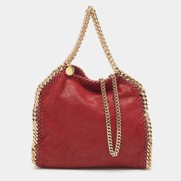 Pre Owned Stella McCartney Burgundy Faux Leather Mini Falabella Tote