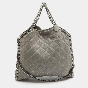 Pre Owned Stella McCartney Grey Quilted Faux Suede Falabella Tote