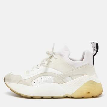 Pre Owned Stella McCartney Grey/White Faux Suede and Faux Leather Eclypse Sneakers Size 39