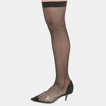 Pre Owned Stella McCartney Black Mesh and PVC Sock  Pumps Size 39