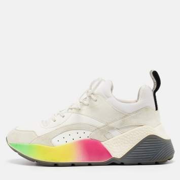 Pre Owned Stella McCartney Multicolor Faux Suede and Faux Leather Eclypse Lace Up Sneakers Size 38