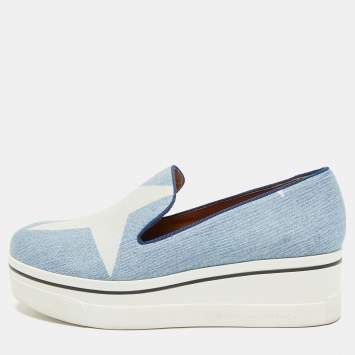 Pre Owned Stella McCartney Blue/White Denim Binx Star Sneakers Size 41