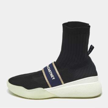 مملوكة مسبقًا Stella McCartney Black Knit Fabric Loop Sock sneakers Size 39