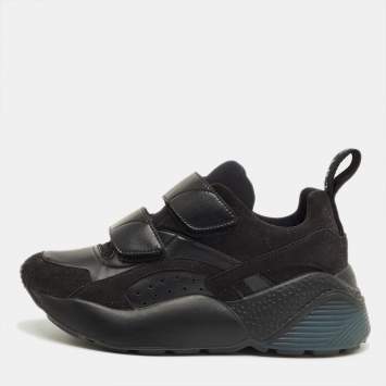 مملوكة مسبقًا Stella McCartney Black Faux Leather and Faux Suede Eclypse Low Top Sneakers Size 35.5